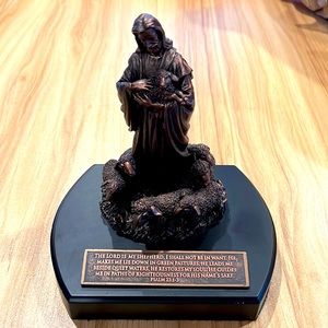 Jesus, The Good Shepherd, Psalm 23:1-3 Bronze-Like Statue